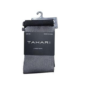 Tahari set of two black tights, black and fishnet, M/L. NWT.
